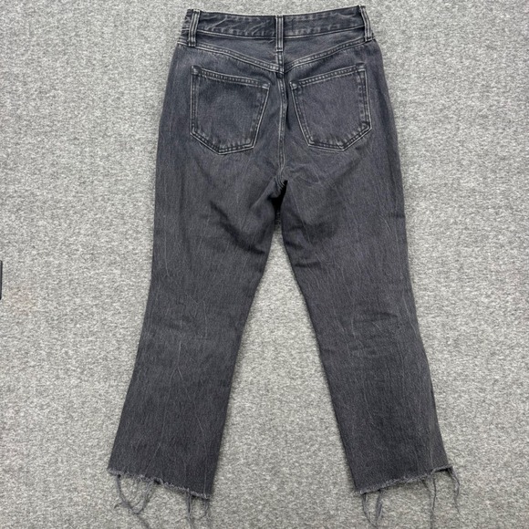 Abercrombie & Fitch Annie High Rise Ankle Straight Jeans Washed Black Raw Hem 4s - Picture 8 of 9